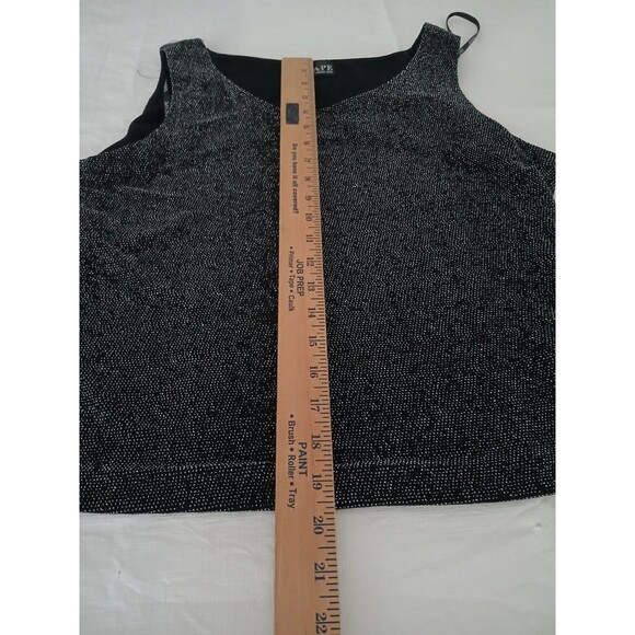 Xscape Women's XL 2 Piece Shimmering Black Jacket & Top Beaded Fringe Office - Picture 14 of 16